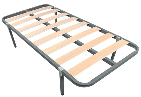 Homey - Rete a doghe struttura 30 x 30 mm con gambe, tubo in acciaio 30 x 30 mm, vernice epossidica grigia, 90 x 190