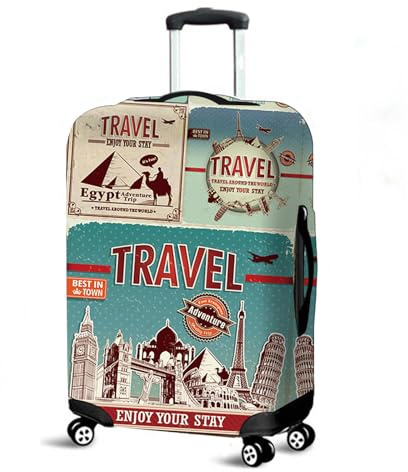 Muiuou Fundas Maletas De Viaje, Elástico Cubierta de Equipaje con Cremallera, Funda Protectora Anti - Raspado Lavable de Viaje Impresión Adecuada para Maletas (M(22-24Pulgadas),Estilo 9)