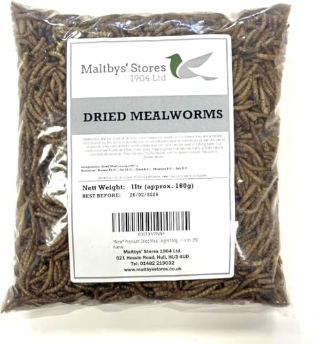 Premium Dried Mealworms, 1L Bag Wild Bird Food (Approx weight 160g - 1 litre) MCW