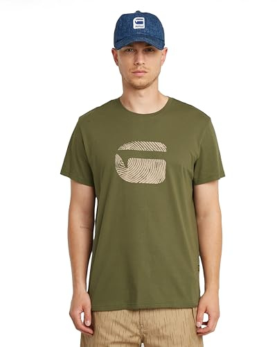 G-Star Camiseta para Hombre con Estampado de Dedos Burger R T, Verde Shadow Olive D26041-c506-b230, L