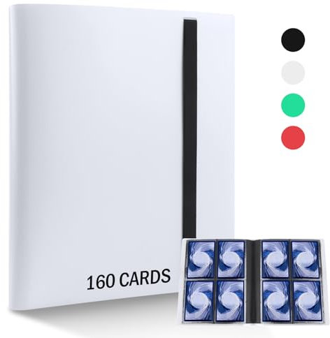 RISVOWO Album pour Cartes, Classeur Carte, Porte Carte pochette, Classeur pour Cartes à Collectionner pour 160 Cartes, 8 Porchettes Chaque Page, Porte Carte, Étanche Pochette Carte(Blanc)