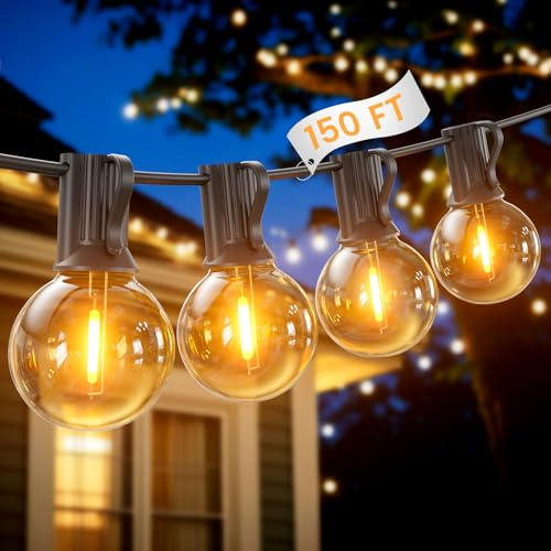 Garden String Lights, 45M/150FT Waterproof Shatterproof Led Festoon Lights, 75+3 Indoor Outdoor Globe Led String Bulbs for Garden, Pergola, Yard, Wedding, Christmas, Backyard, Terrace, Party, Patio