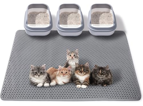 ondware Cat Litter Mat 117 x 66 cm, Double Layer, Waterproof, Non-Slip | Large mat for multi-cat homes, honeycomb litter trapping, soft EVA, easy shake-clean or rinse