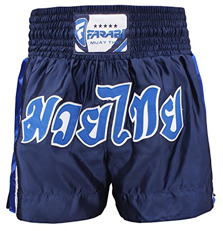 Farabi Sports Muay Thai Short - Kickboxen Hose zum Training, Käfigkämpfen, Übung, Trauben, Lauf- und Kampfkunst Thaiboxen Hose (Navy Blue, S)