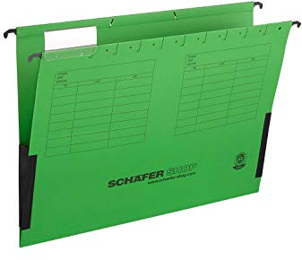 SCHÄFER SHOP Hängetaschen bunt – A4 Hängeregister Hängemappen mit Leinenfröschen, inkl. Vollsichtreitern - grün, 25 Stück