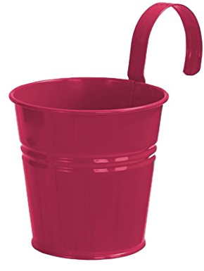 Dehner Pflanztöpfchen mit Bügelhalter, Ø 14 cm, Höhe 14 cm, Zink, pink