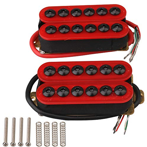 Yibuy Tonabnehmer für E-Gitarre, Metall, mit Keramik-Magneten und Schirmkopfschrauben, Rot, 1 Paar