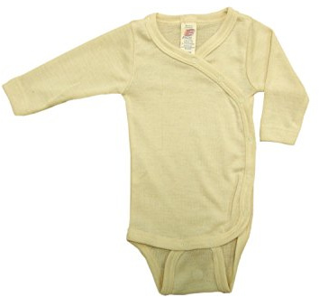 Engel Baby bagnetto body a maniche lunghe in lana & seta, a forma di angioletto, Naturale 3 mesi (62/68)