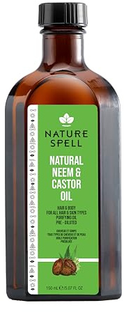 Nature Spell Aceite de tratamiento de neem y ricino para cabello y cuerpo, 150 ml