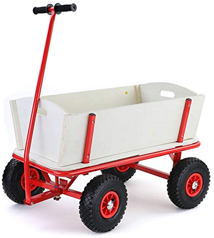 RAMROXX Bollerwagen Holz Handwagen Transportwagen Gartenwagen Transportkarre bis 150kg