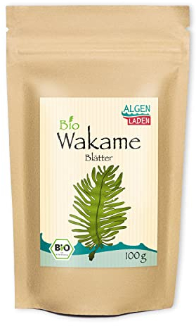 ALGENLADEN BIO Wakame Blätter - 100 g | Instant Algen aus dem Atlantik | Rohkost | Vegan | zu Dashi und Misosuppe