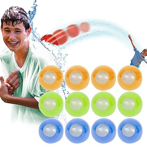 Prime Time Toys Hurricane Reusable Water Balls – 12-Pack Reusable Silicone Water Balloons with Self Sealing Quick Fill for Kids Age 5+, Safe No Magnets