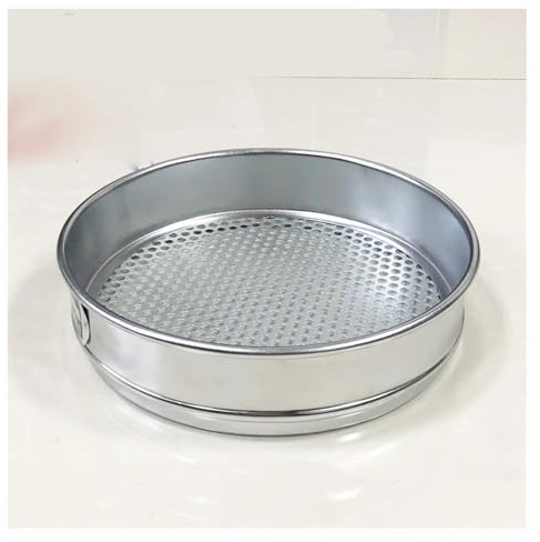 MMLFX 1pc Test Sieve Lab Soil Standard Test Sieve Stainless Steel 200mm Diam Round Holes Aperture 1/2/3/4/5/6/7/8/9/10/15/20/30mm (Size : 4mm)