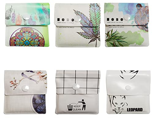 FVFVAHO Portable Pocket Ashtray Pouch, PVC Portable Cigar Ashtrays for Cigarettes Bin Fireproof Reusable Environment Friendly Ashtray Pouch Cigarette Ash Pouch for Outdoor or Travel Use (6 Styles)