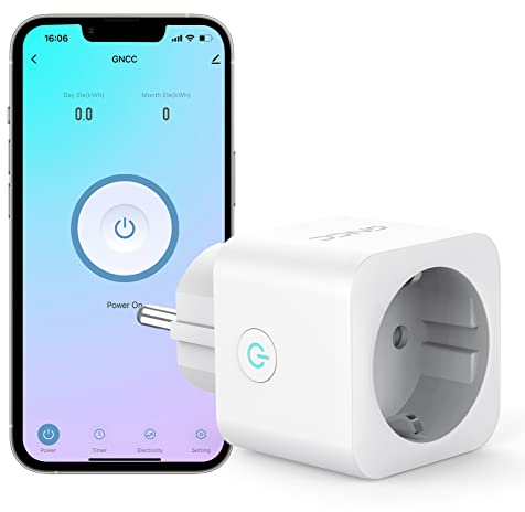 Smarte Steckdose misst Stromverbrauchsmesser GNCC WLAN Smart Steckdose Mini funktioniert mit Alexa,Google Home Sprachsteuerung Fernzugriff, Nur 2.4GHz WIFI