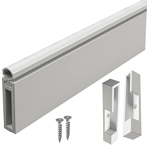 SHJ - Kit Barra de Armario Perchero Rectangular con Goma para mejor soporte y durabilidad. Diseño Innovador. Fácil Instalación. ¡Olvídate de percheros rayados!. (100 cm, Lacado Blanco Brillo)