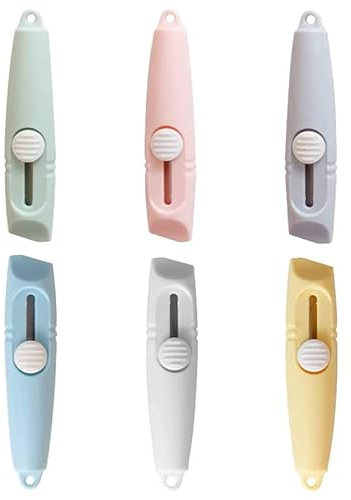 Labstandard Couteau Utilitaire Rétractable Portable Lot de 3/6 mini ouvre-boîtes rétractables utilitaires Coupe-Enveloppes Coupe Papier Couteau de Papeterie pour Carton Papier Boîte Couleur aléatoire