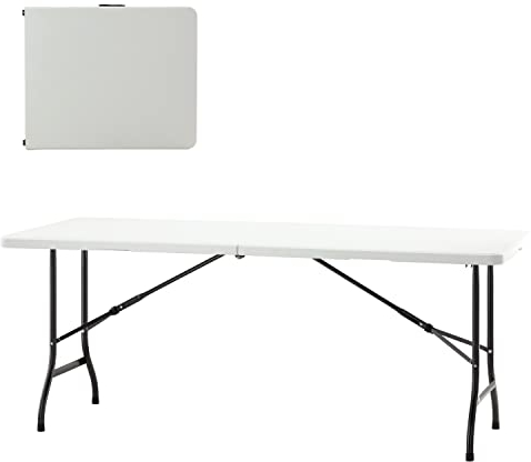 All4All Campingtisch klappbar Klapptisch 180x74 cm Gartentisch für 6-8 Personen Falttisch Buffettisch Tragbar Aluminium und Kunststoff