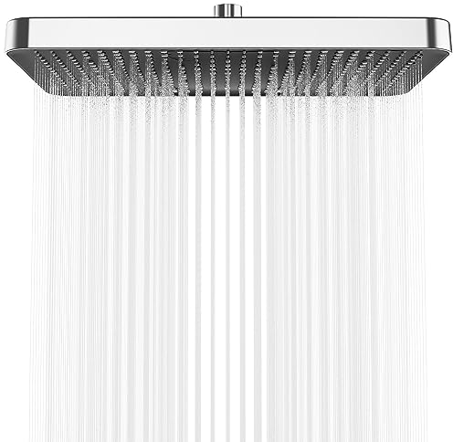 Regenduschkopf Duschkopf Regendusche Quadratische Watersaving YUANNY Kopfbrause mit Anti-Kalk-Düsen Verstellbarer Einbauduschköpfe Bad Groß Überkopfbrause Eckig，35X22 cm, Chrom+ Schwarz