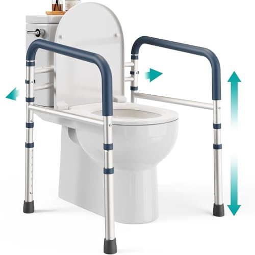 PELEGON Toilet Safety Rails (350 lb) - Adjustable Toilet Safety Frame & Rails, Toilet Safety Rail for Elderly Adults, Toilet Handles for Seniors, Toilet Bars for Elderly & Handicap
