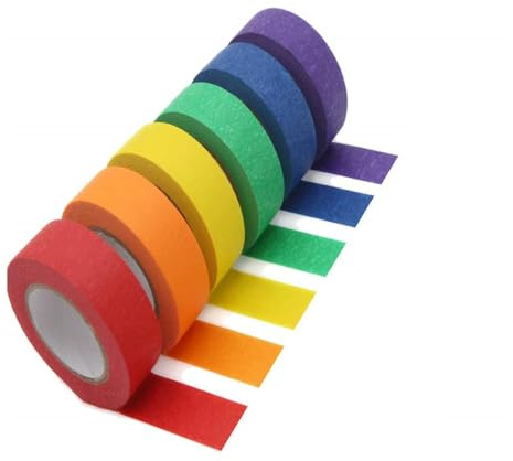 Naisfei 6 rotoli di nastro adesivo crespo, 13 m x 1.5 cm, multicolore, senza residui, impermeabile, per murali, arte, artigianato e diari