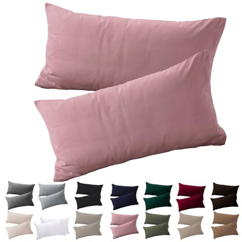 Soifox Kissenbezug 30x50 2er Set - Rosa kopfkissenbezug Für Kissen 30 x 50 cm 100% Mikrofaser Resistent und Hypoallergen Kissenbezüge mit Reißverschluss