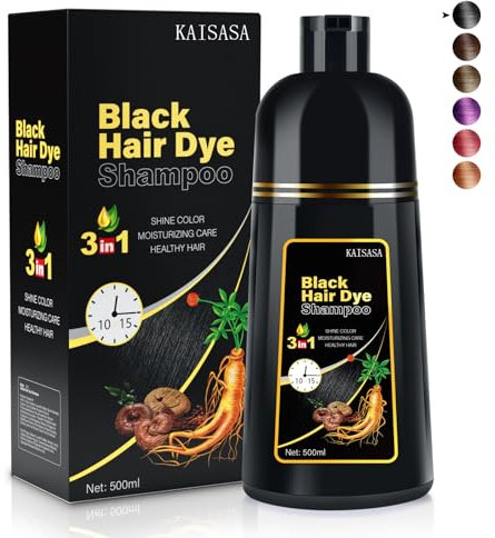 Black Hair Dye Shampoo 3 in 1 for Women&Men for Gray Hair Coverage, Herbal Hair Dye Natural Black Hair Color for Women