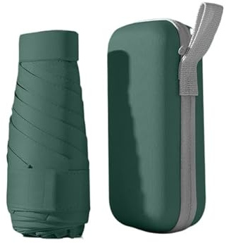 WULUN Kompakt paraply, 6 spröt paraply stormsäkert litet fickparaply vindsäkert UV-skydd ultralätt paraply vikbart reseparaply vikbart robust miniparaply för sol och regn