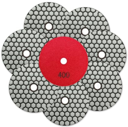 SHDIATOOL Diamond Dry Polishing Pads - 8pcs Grit 400 100MM Polishing Kit for Granite Marble Artificial Stone Quartz for Angle Grinder