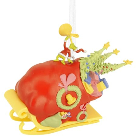 Hallmark Christmas Ornament, Dr. Seuss's How the Grinch Stole Christmas! Grinch on Sleigh Ornament, Christmas Movie Gifts