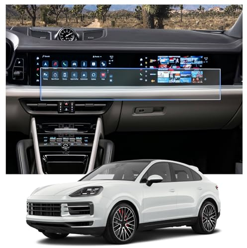 CDEFG Kompatibel mit Porsche Cayenne 2024 2025 Facelift Navigation Schutzfolie 6H Kratzfest 12,3 Zoll + 10,9 Zoll GPS Displayschutzfolie Navi Folie GTS Turbo E-Hybrid Zubehör 2 Stück