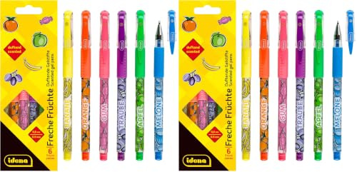 Idena 512169 - Freche Früchte, 6 Gelstifte, 0.8 mm Stärke, mit Duft (Packung mit 2)