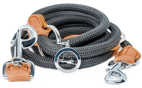 FREUDENTIER Laisse pour chien réglable de 3 m - Laisse à bandoulière pour chiens de taille moyenne et grande - Noir