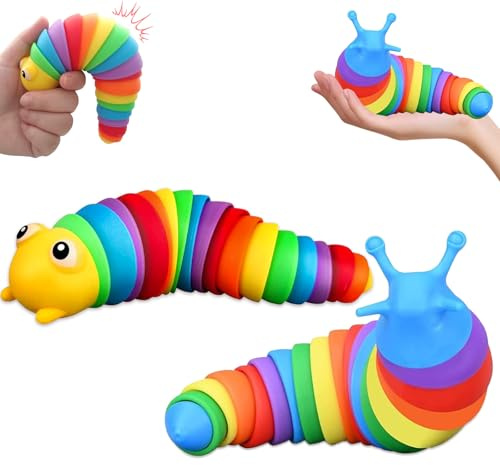 Yolistar Jouet de Bureau Souple à Limaces Articulées Imprimé 3D pour Se Détendre, Réaliste Slug Insectes Fidget Toy - Jouet à La Main pour Adultes, Décoration de Jardin Animale (2 PCS)