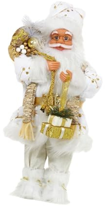 VUIUYOIES Jultomtefigur Julslädefigur Heminredning och bordsdekorationer Juldocka ska placeras på bordet Jultomtefar inomhusdekorationer, Guld, 45 cm