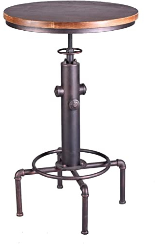 Topower Industrial Bar Table 31.5-41.3 Adjustable Pub Table Kitchen Dining Coffee Bistro Table Copper