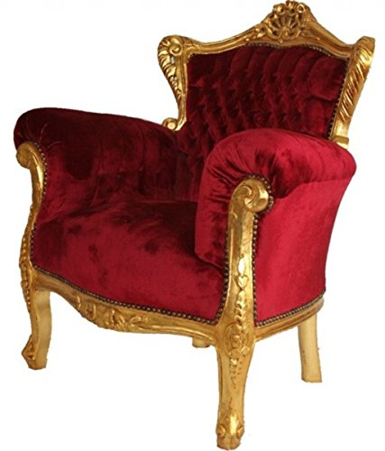 Casa Padrino Barock Sessel Lord Bordeauxrot/Gold 87 x 73 x H. 101 cm - Luxus Barock Möbel