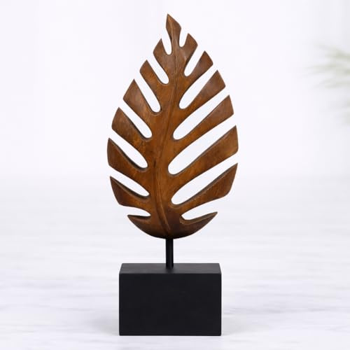 Decozen Solid Wood Leaf Sculpture, Gift for Mom, Home Decor, Living Room, Boho, Coffee Table, Centerpiece Table Decorations, Mantle, Bathroom Shelf, Farmhouse, Christmas Decorations