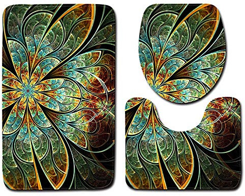 EU-VV Rutschfeste Bad-WC-Matte + U-Form Mat + WC-Sitzbezug,Explosionsplanet Fußmatte Bodenmatte Saugfähige Matten Badteppich Schlafzimmer Wohnzimmer Küche Dekoration (Extreme Geschwindigkeit)