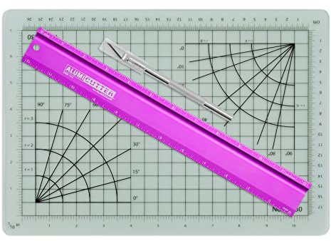 Alumicolor Cut-and-Measure Set w/Hobby Blade, Self-Healing Mat & AlumiCutter Ruler, 12IN, Purple