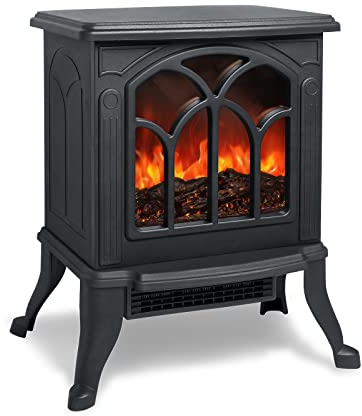 HENGMEI Cheminée électrique - Effet flamme - 1500 W - Avec fonction de chauffage commutable - 40,5 x 24 x 45 cm