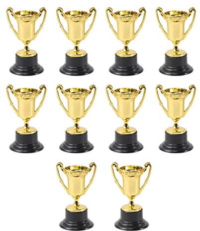 Cabilock 10 StüCk Mini TrophäEn Kinder - Goldene Plastik Pokale FüR Belohnungen Partygeschenke Und Sportevents 8.5 cm Hoch Ideal FüR Kindergeburtstag Und Schulveranstaltungen