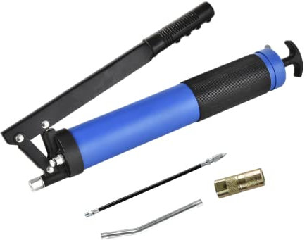 Qimu Mini Lever Action Grease Gun 600CC Professional 10,000 PSi Lever Grease Gun with Flexible Hose,Hard Tube and Flat Nozzle