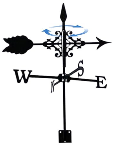 Wedhapy Veleta para El Jardín Indicadores De Dirección del Viento De Metal Weathevcanes con Adorno De Flecha Veletas Meteorológicas Montaje En Techo para Decoraciones De Jardín Y Jardín