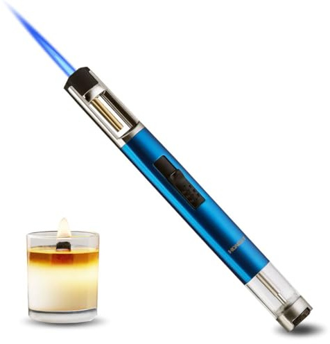 HONEST Elegant Torch Lighters Butane Slim Lighter Refillable Single Jet Flame for Candle Grill BBQ (Blue)