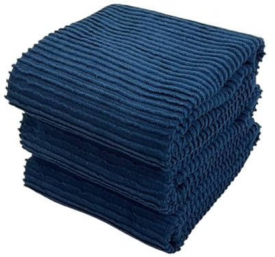 Serafina Home Royal Nautical Blue Kitchen Hand Dish Towels: Oversized 28 x 18,100% Cotton Cloth Soft Cleaning Drying Absorbent Set of 3 Multipurpose for Everyday Use (Royal Blue)
