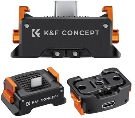 K&F CONCEPT Ladeadapter Basis für DJI Osmo Pocket 3, Typ-C Ladestation Fit Arca-Swiss Standard, mit 1/4 Schraubenloch/Faltfinger, Aluminiumlegierung Halterung