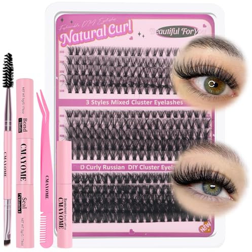 OWill Ciglia finte ciuffetti 300Pcs,Kit ciglia extension D Curl 10-18mm,Ciuffetti ciglia finte 30D+40D+50D,Set ciglia finte extension fai da te,Lash extension kit con colla e dispositivo di rimozione