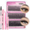 OWill Pestañas postizas Cluster Lashes Kit,300 PCS Pestañas pelo a pelo,Pestañas postizas naturales con pegamento, removedor, pinzas y aplicador,Pestañas pelo a pelo kit completo D Curl 30+40+50D