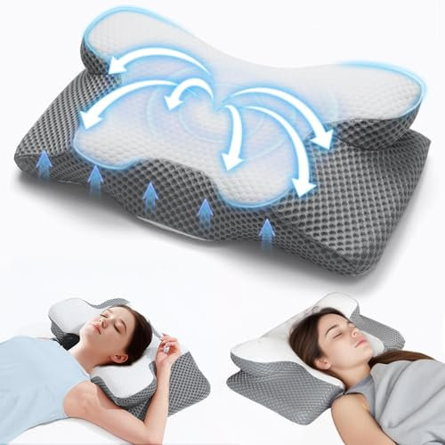 Trongle 2‑in‑1 NackenKissen Kopfkissen, Memory Foam Kissen, Ergonomisches Orthopädisches Kissen, 2 Schlafhöhen, Nackenstützkissen für Seiten, Rücken & Bauchschläfer